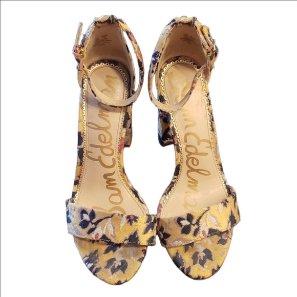 Sam Edelman Yaro  baroque fabric heeled sandal - Picture 1 of 8
